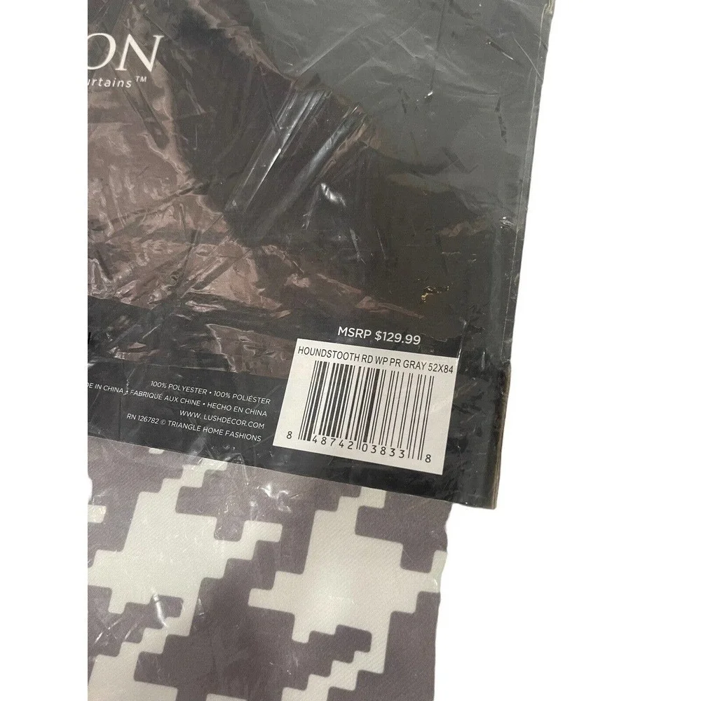 HALF Moon Curtain Panels Houndstooth Room Darkening Window Panel Pair 52”x 84
